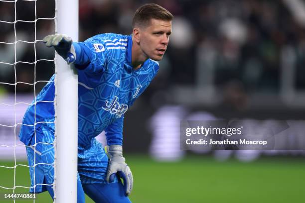 Wojciech Szczesny of Juventus reacts during the Serie A match between Juventus and SS Lazio at Allianz Stadium on November 13, 2022 in Turin, Italy.