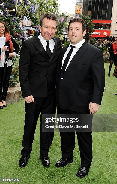 Actors Eddie Marsan and Nick Frost attend the World Premiere of 'Snow White And The Huntsman' at Empire Leicester Square on May 14, 2012 in London,...