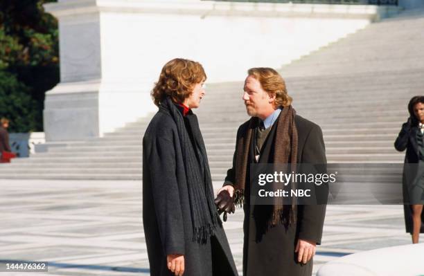 In Excelsis Deo" Episode 10 -- Pictured: Allison Janney as Claudia Jean 'C.J.' Cregg, Timothy Busfield as Danny Concannon --