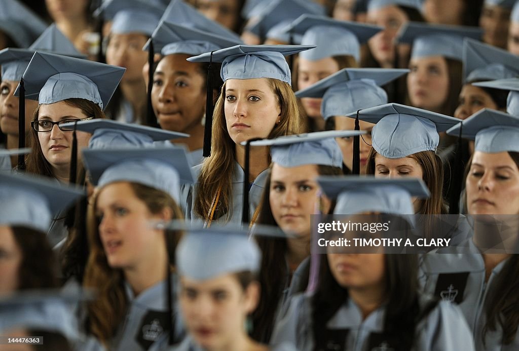 Graduates listen to US President Barack 