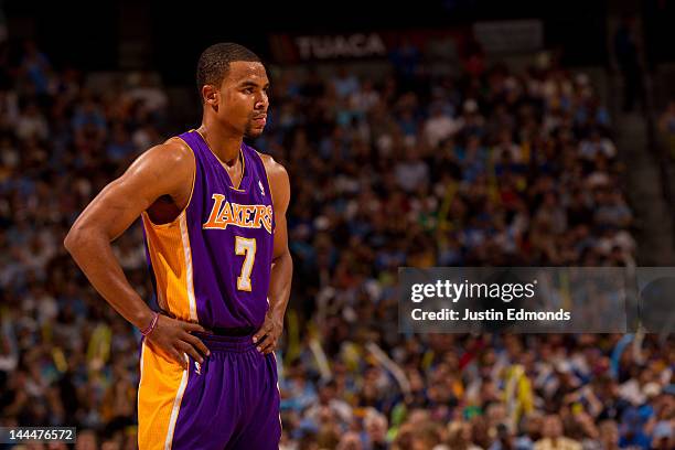 Ramon Sessions of the Los Angeles Lakers in action against the Denver Nuggets in Game Six of the Western Conference Quarterfinals in the 2012 NBA...