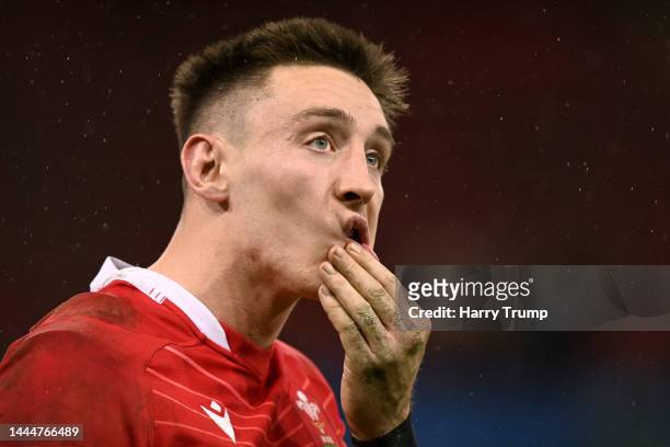 Josh Adams of Wales looks dejected after their side's defeat in the Autumn International match between Wales and Australia at Principality Stadium on...
