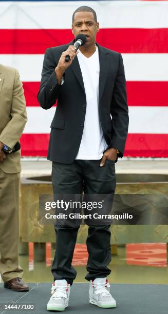 Jay-Z attends the press conference announcing the 'Budweiser Made in America' music festival at Philadelphia Museum of Art on May 14, 2012 in...