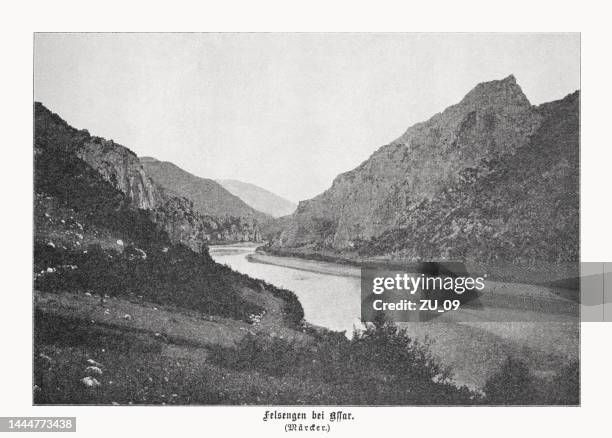 kızılırmak (halys river), turkey, halftone print, published in 1899 - sinop sinop province turkey stock illustrations