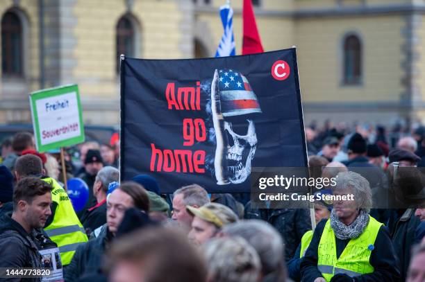 Flag requesting the American government to leave Germany passes infront of the Federal Administrative Court near the American Consulate in Leipzig,...