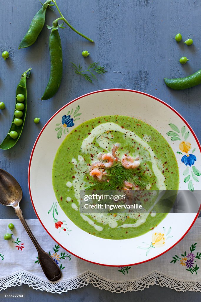 Pea soup with crab