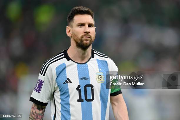 Lionel Messi of Argentina is seen prior to the FIFA World Cup Qatar 2022 Group C match between Argentina and Mexico at Lusail Stadium on November 26,...