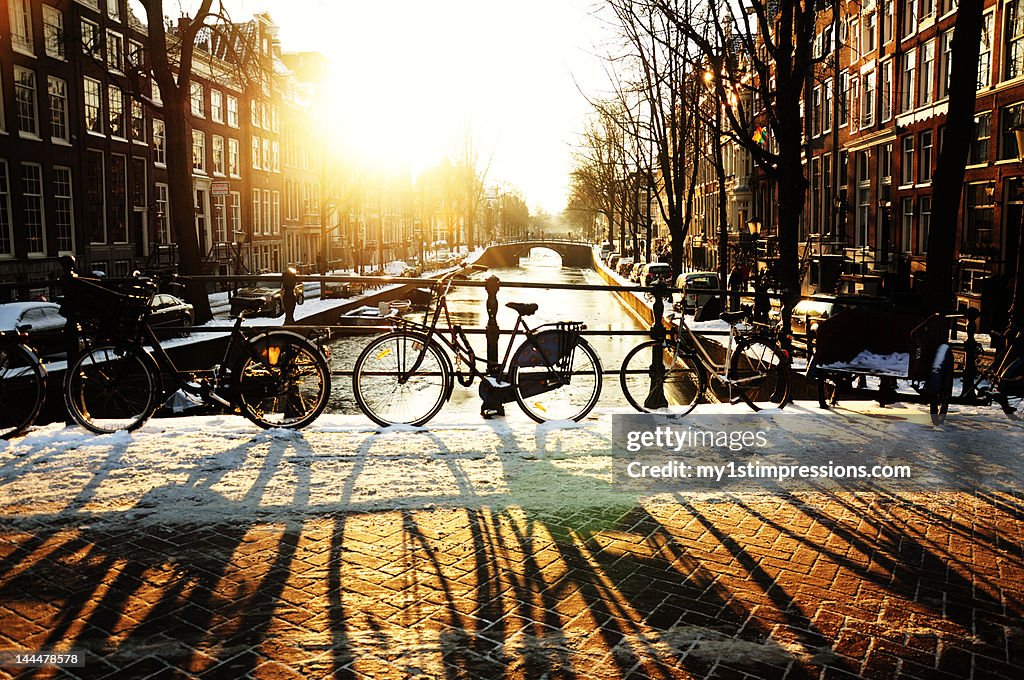 Bicycles at dusk