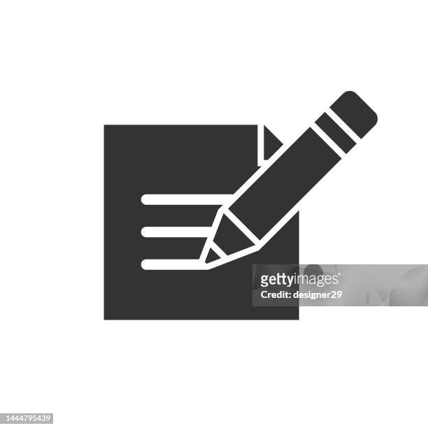 note paper and pencil icon. - form filling stock illustrations
