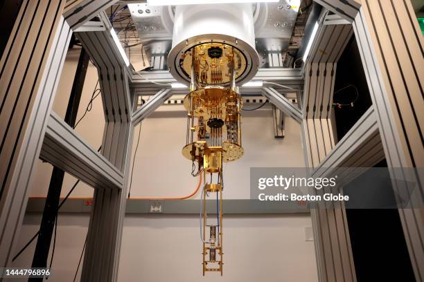 Brighton, MA The Dilution refrigerator is seen inside Amazon's quantum networking lab, a cutting edge research effort that works alongside the...