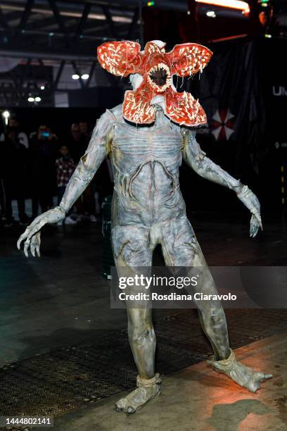 Demogorgon from "Stranger Things" performs during the Milan Games Week & Cartoomics 2022 at Fiera Milano City on November 26, 2022 in Milan, Italy.