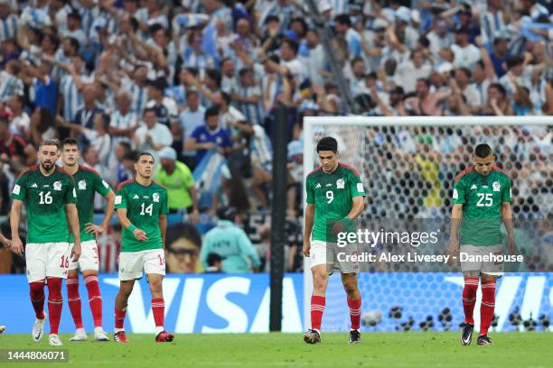 Mexico players look dejected after conceding a second goal during the FIFA World Cup Qatar 2022 Group C match between Argentina and Mexico at Lusail...