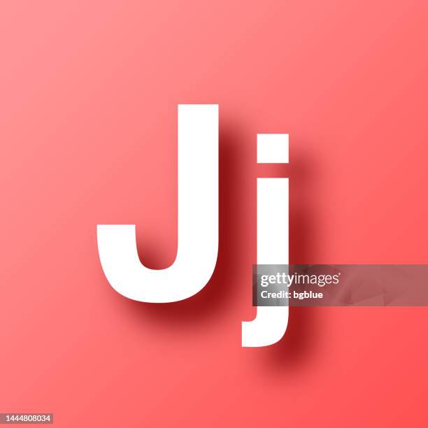 letter j - uppercase and lowercase. icon on red background with shadow - letter j stock illustrations