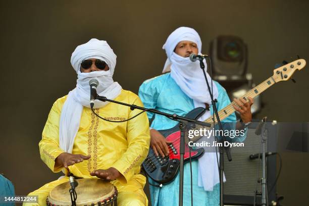 Tinariwen perform on stage during All Points East at Victoria Park on August 28, 2022 in London, England.