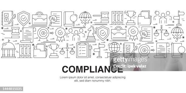 compliance , thin line icons in vector style. ready template for icons, infographics, mobile and web etc. - government accountability office stock illustrations