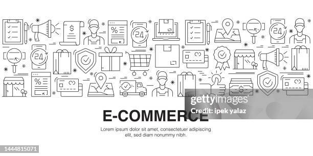 e-commerce ,thin line icons in vector style. ready template for icons, infographics, mobile and web etc. - mall security stock illustrations
