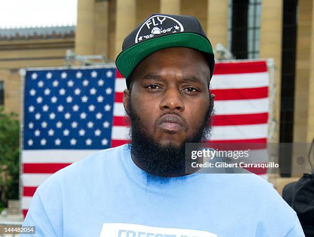 Rapper Freeway attends the press conference announcing Budweiser Made in America music festival at Philadelphia Museum of Art on May 14, 2012 in...