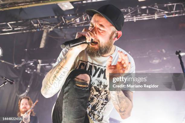 Anders Friden of the Swedish heavy metal band, In Flames, performs on stage at La Riviera on November 26, 2022 in Madrid, Spain.