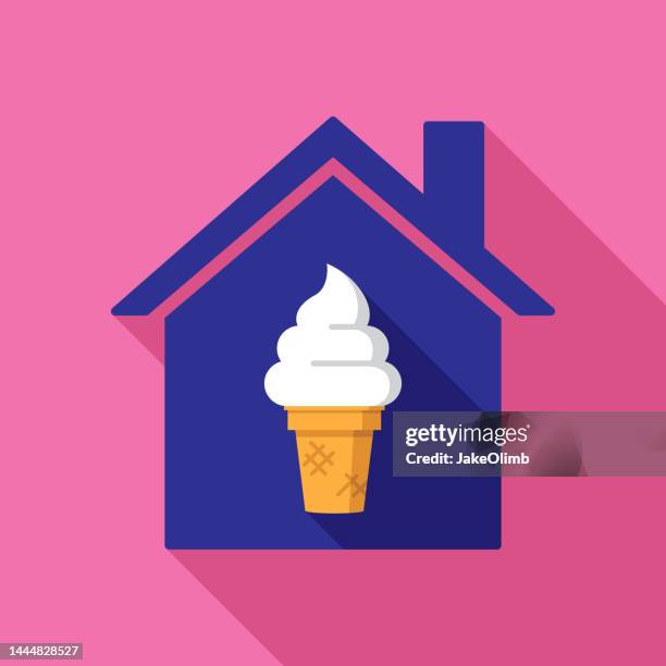 house soft serve icon flat - blue icing stock illustrations