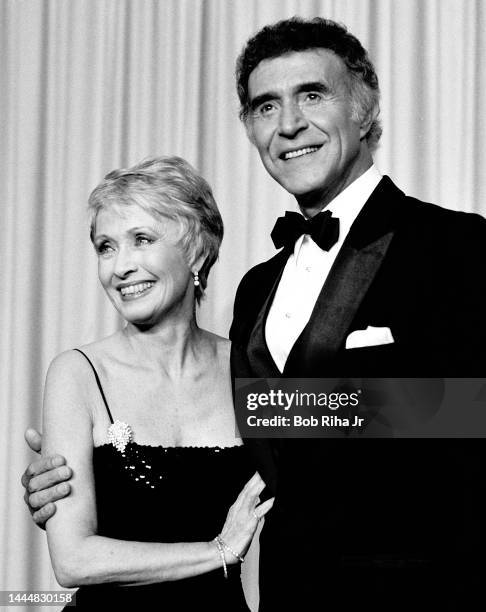 Ricardo Montalaban and Jane Powell backstage at the 56th Annual Academy Awards Show, April 9, 1984 in Los Angeles, California.