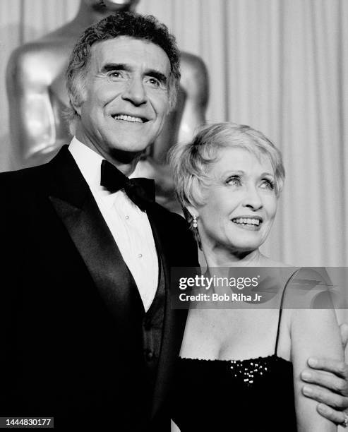 Ricardo Montalaban and Jane Powell backstage at the 56th Annual Academy Awards Show, April 9, 1984 in Los Angeles, California.