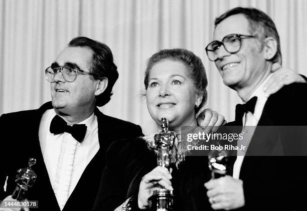 Best Original Song Winners Alan and Marilyn Bergman with Michael Legrand at the 56th Annual Academy Awards Show, April 9, 1984 in Los Angeles,...
