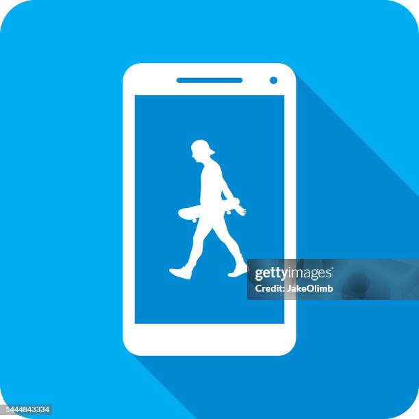skateboarder smartphone icon silhouette 2 - checking phone outside stock illustrations