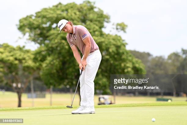 Cameron Smith of Australia putts on the 1st hole during Day 4 of the 2022 Australian PGA Championship at the Royal Queensland Golf Club on November...