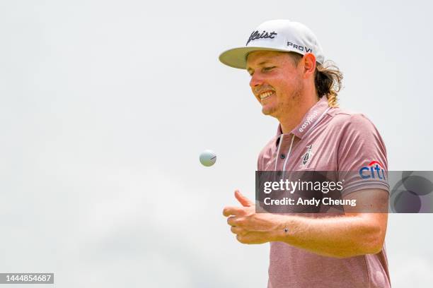 Cameron Smith of Australia reacts on the 4th green during Day 4 of the 2022 Australian PGA Championship at the Royal Queensland Golf Club on November...