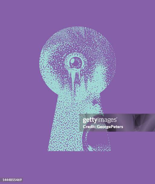 terrified eye looking through keyhole - crying stock illustrations stock illustrations