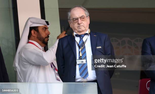 President of French Football Federation FFF Noel Le Graet during the FIFA World Cup Qatar 2022 Group D match between Tunisia and Australia at Al...