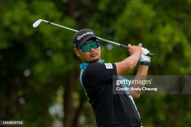 Ryo Hisatsune of Japan plays his second shot on the 13th hole during Day 4 of the 2022 Australian PGA Championship at the Royal Queensland Golf Club...