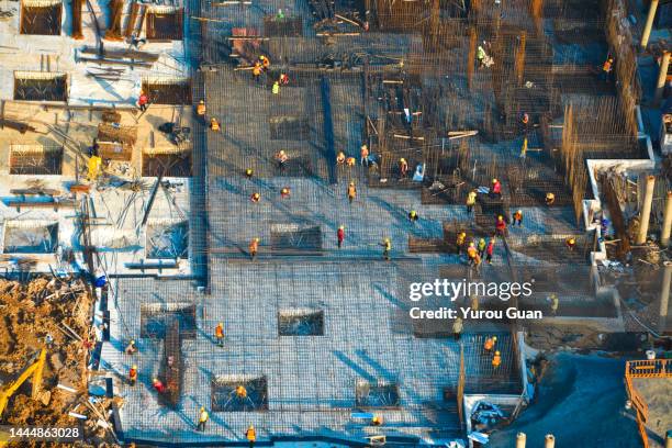 aerial view of the busy construction site in guzhen town, zhongshan, guangdong, china. - zhongshan stock-fotos und bilder