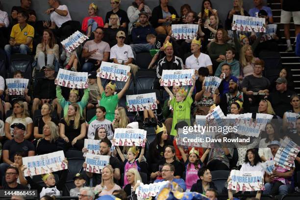 Crowd supporting the Breakers during the round eight NBL match between New Zealand Breakers and Brisbane Bullets at Spark Arena, on November 27 in...