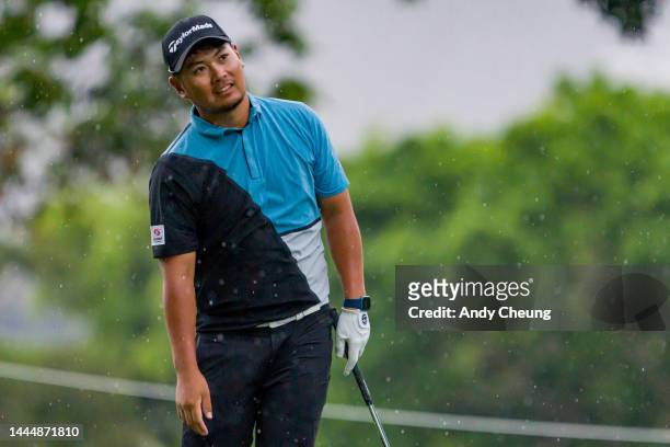 Ryo Hisatsune of Japan reacts on the 14th hole during Day 4 of the 2022 Australian PGA Championship at the Royal Queensland Golf Club on November 27,...