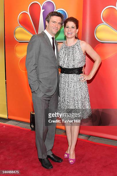 Actors Jack Davenport and Debra Messing attend NBC's Upfront Presentation at 51st Street on May 14, 2012 in New York City.