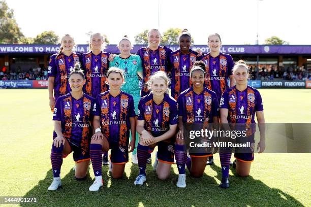 The Glory pose for a team photo during the round two A-League Women's match between Perth Glory and Adelaide United at Macedonia Park, on November 27...