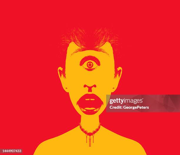 frau mit einem auge - einäugig stock-grafiken, -clipart, -cartoons und -symbole