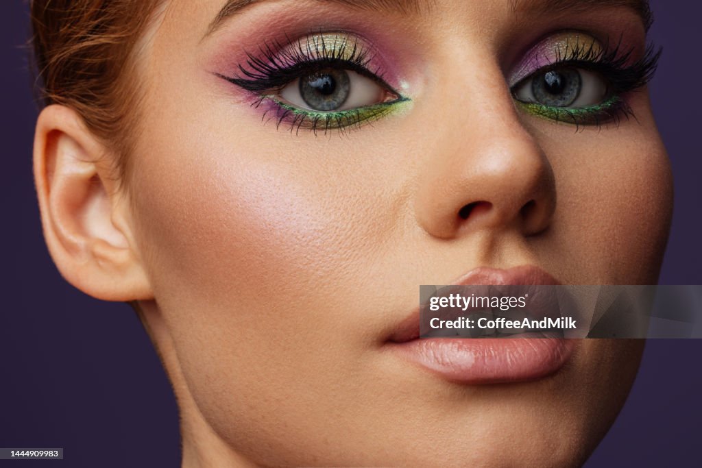 Beautiful woman with bright make-up