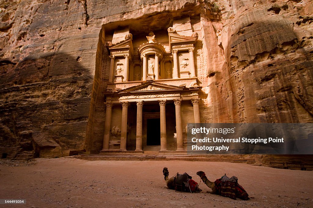 Petra treasury with camels