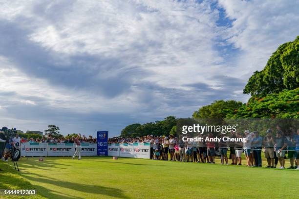 Cameron Smith of Australia plays his tee shot on the 16th hole during Day 4 of the 2022 Australian PGA Championship at the Royal Queensland Golf Club...