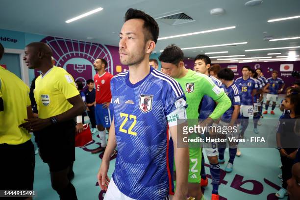 Maya Yoshida of Japan prepares to lead their team out of the tunnel prior to the FIFA World Cup Qatar 2022 Group E match between Japan and Costa Rica...