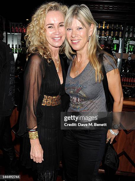 Angie Rutherford and Annette Mason celebrate backstage after the We Will Rock You 10 Year Anniversary performance at The Dominion Theatre on May 14,...