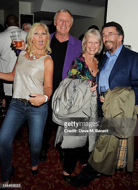 Chris Tarrant, Babs Powell and Robert Powell celebrate backstage after the We Will Rock You 10 Year Anniversary performance at The Dominion Theatre...