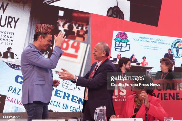 The President of the Government, Pedro Sanchez , and the Secretary General of the Socialist International, Benedicta Lasi, during the last day of the...