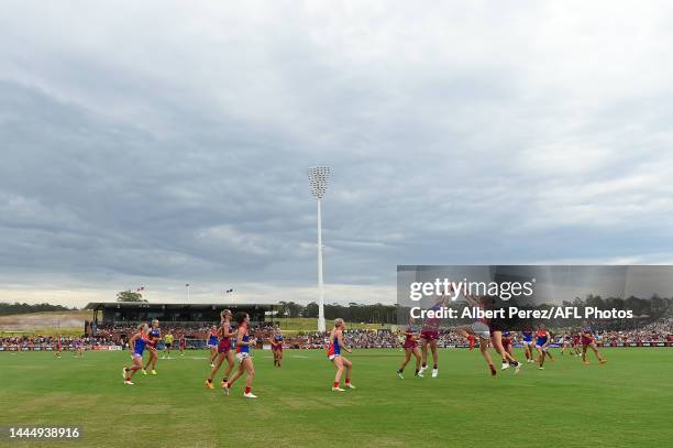 General view is seen during the AFLW Grand Final match between the Brisbane Lions and the Melbourne Demons at Brighton Homes Arena on November 27,...