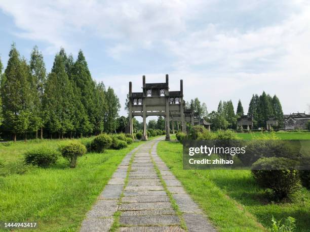 magnificent ancient stone archway complex in she county, huangshan, china - huangshan city anhui province stock pictures, royalty-free photos & images