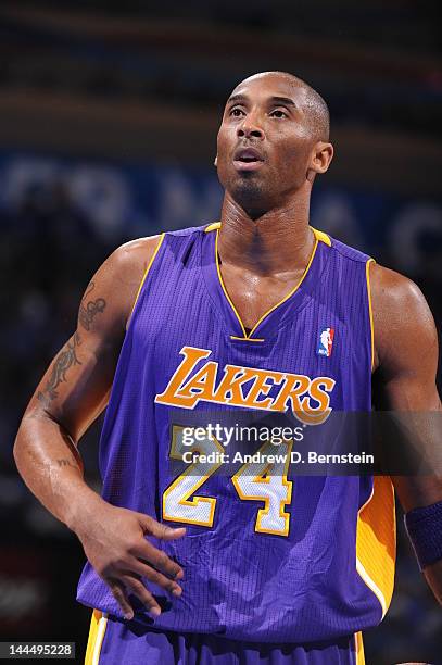 Kobe Bryant of the Los Angeles Lakers is seen on court during the Game One of the Western Conference Semifinals between the Los Angeles Lakers and...