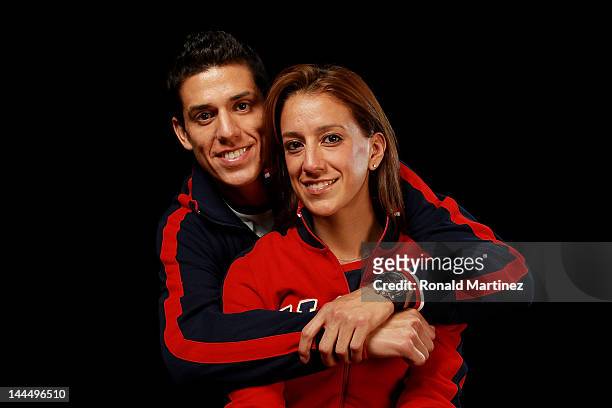 Taekwondo athletes and brother and sister, Diana Lopez and Steven Lopez pose for a portrait during the 2012 Team USA Media Summit on May 13, 2012 in...