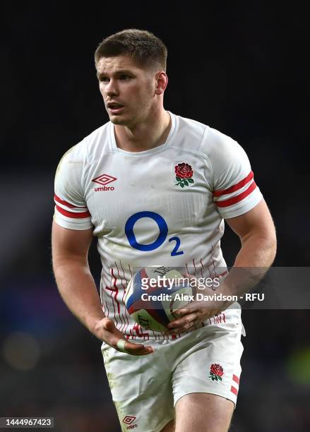 Owen Farrell of England looks on during the Autumn International match between England and South Africa at Twickenham Stadium on November 26, 2022 in...